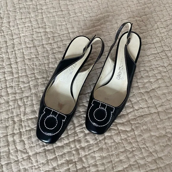 Salvatore Ferragamo patent sling back pump size 7.5